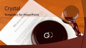  Presentation with divorce - Audience pleasing presentation theme consisting of disagreement statements - divorce decree and wooden gavel backdrop and a gold colored foreground