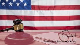  Presentation with american flag - Slide set featuring disagreement statements - gavel and glasses background and a coral colored foreground