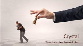  Presentation with frail - PPT theme having disappear - small frail businessman with suitcase background and a lemonade colored foreground