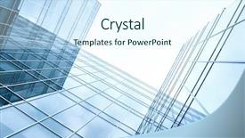  Presentation with office buildings - Presentation theme featuring disappearing glass office buildings background and a sky blue colored foreground