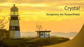  Presentation with pacific - Presentation theme consisting of disappointed - cape disappointment lighthouse at sunrise background and a yellow colored foreground