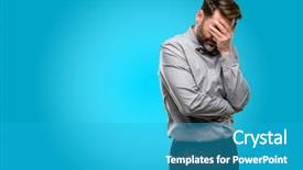  Presentation with tie - Colorful PPT theme enhanced with disappointed - middle age man with beard backdrop and a teal colored foreground