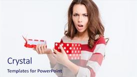  Presentation with boxing woman and a tawny - Amazing slide deck having disappointed - portrait of unhappy woman opening backdrop and a sky blue colored foreground