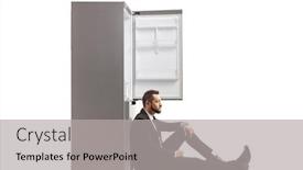  Presentation with fridge - Cool new slide deck with disappointed-businessman-sitting backdrop and a light gray colored foreground