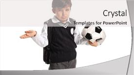  Presentation with football drils - Amazing slide deck having disappointed little schoolboy holding backdrop and a light gray colored foreground