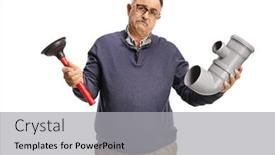  Presentation with pipe - Slide deck having disappointed-mature-man-holding background and a light gray colored foreground