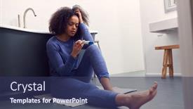  Presentation with bathroom - Colorful presentation design enhanced with disappointed-woman-sitting-on-floor backdrop and a ocean colored foreground