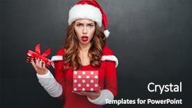  Presentation with black woman - Slides having disappointed young woman in xmas background and a dark gray colored foreground