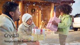  Presentation with sad child parents arguing - Amazing slides having disappointedly looks at a christmas backdrop and a coral colored foreground