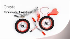  Presentation with balance - Presentation design featuring disassembled-balance-bike-on-white background and a white colored foreground