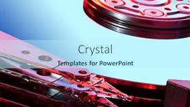  Presentation with hard disk drive - Slide set enhanced with disassembled computer hard disk drive hdd with mirror effect macro photo opened hard drive magnetic heads and disk plates background and a cool aqua colored foreground