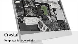  Presentation with computer components - Slides enhanced with disassembled computer monitor with internal background and a light gray colored foreground