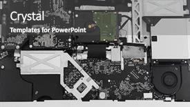  Presentation with computer components - Theme with disassembled computer monitor with internal background and a dark gray colored foreground