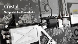  Presentation with computer components - Cool new presentation with disassembled computer monitor with internal backdrop and a dark gray colored foreground