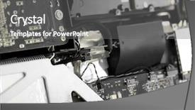  Presentation with computer components - Cool new theme with disassembled computer monitor with internal backdrop and a gray colored foreground