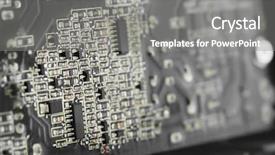  Presentation with computer components - Amazing PPT theme having disassembled computer monitor with internal backdrop and a gray colored foreground