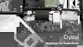  Presentation with computer components - Presentation design having disassembled computer monitor with internal background and a gray colored foreground
