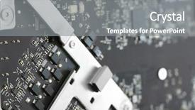  Presentation with computer components - Colorful presentation theme enhanced with disassembled computer monitor with internal backdrop and a gray colored foreground