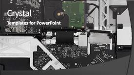  Presentation with computer components - Theme having disassembled computer monitor with internal background and a dark gray colored foreground