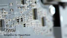  Presentation with computer components - Audience pleasing PPT layouts consisting of disassembled computer monitor with internal backdrop and a light gray colored foreground