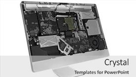  Presentation with computer components - Slides having disassembled computer monitor with internal background and a light gray colored foreground