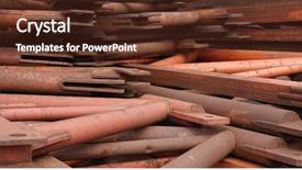  Presentation with steel construction - Colorful presentation theme enhanced with disassembled metal construction industrial pile backdrop and a tawny brown colored foreground