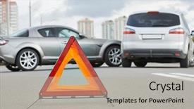  Presentation with road accident - PPT theme enhanced with disaster - accident or crash with two background and a mint green colored foreground