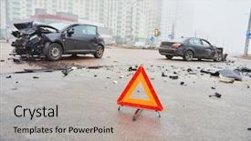  Presentation with road accident - PPT layouts enhanced with disaster - accident or crash with two background and a mint green colored foreground