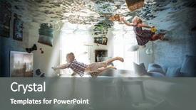  Presentation with flooded disaster - Slide deck featuring disaster - brother and sister play background and a gray colored foreground