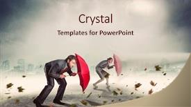  Presentation with disaster - Amazing PPT theme having disaster - businessman and businesswoman in storm backdrop and a lemonade colored foreground