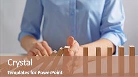  Presentation with stop - Theme enhanced with disaster - businesswoman hand trying to stop background and a coral colored foreground