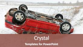  Presentation with car accident - Colorful slide deck enhanced with disaster - car accident in winter conditions backdrop and a violet colored foreground