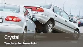  Presentation with street accident - PPT theme featuring disaster - car crash accident on street background and a dark gray colored foreground