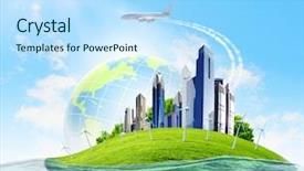  Presentation with disaster - Cool new theme with disaster - city on island floating backdrop and a sky blue colored foreground