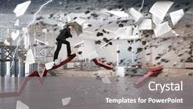  Presentation with crisis - Beautiful presentation design featuring disaster - concept of protection from crisis backdrop and a gray colored foreground