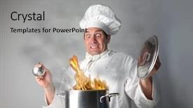  Presentation with years in the making - Cool new slides with disaster - cook making a mess backdrop and a light gray colored foreground
