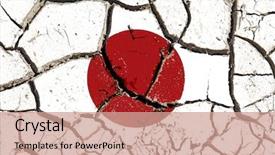  Presentation with earthquake disaster - Presentation enhanced with disaster - cracked soil as japan flag background and a coral colored foreground
