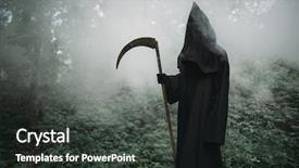  Presentation with dark forest - Audience pleasing slide deck consisting of disaster - death with a scythe backdrop and a dark gray colored foreground