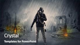  Presentation with catastrophe - Audience pleasing presentation consisting of disaster - destroyed place after a catastrophe backdrop and a dark gray colored foreground