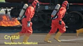  Presentation with firefighter - Presentation theme consisting of disaster - fire and firefighter rescue photo background and a violet colored foreground