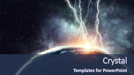  Presentation with lightning - Audience pleasing PPT layouts consisting of disaster - lightning striking earth planet backdrop and a ocean colored foreground