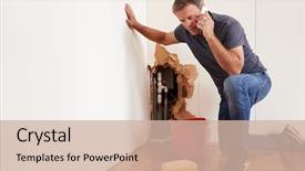  Presentation with water pipe - PPT layouts consisting of disaster - middle aged man background and a soft green colored foreground