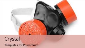  Presentation with purpose - PPT theme having disaster - multi-purpose respirator mask isolated background and a coral colored foreground