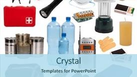  Presentation with emergency situation - Beautiful PPT theme featuring disaster - objects useful in an emergency backdrop and a sky blue colored foreground