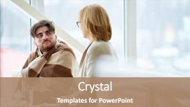  Presentation with social worker - PPT theme enhanced with disaster - one of refugees in need background and a coral colored foreground