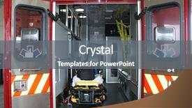  Presentation with paramedic - Beautiful presentation design featuring healthcare disaster - paramedic's truck with open back backdrop and a gray colored foreground