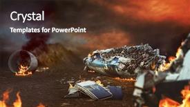  Presentation with plane - Presentation theme consisting of disaster - plane ruins background and a tawny brown colored foreground