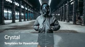  Presentation with nuclear weapons and gas mask - Amazing slides having disaster - stalker in gas mask abandoned backdrop and a gray colored foreground