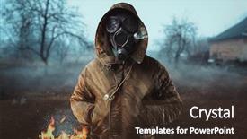  Presentation with gas - Theme consisting of disaster - stalker soldier in gas mask background and a tawny brown colored foreground