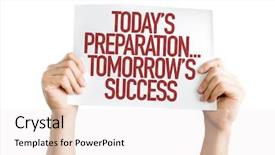  Presentation with disaster - Slide set featuring disaster - todays preparations tomorrows success placard background and a sky blue colored foreground